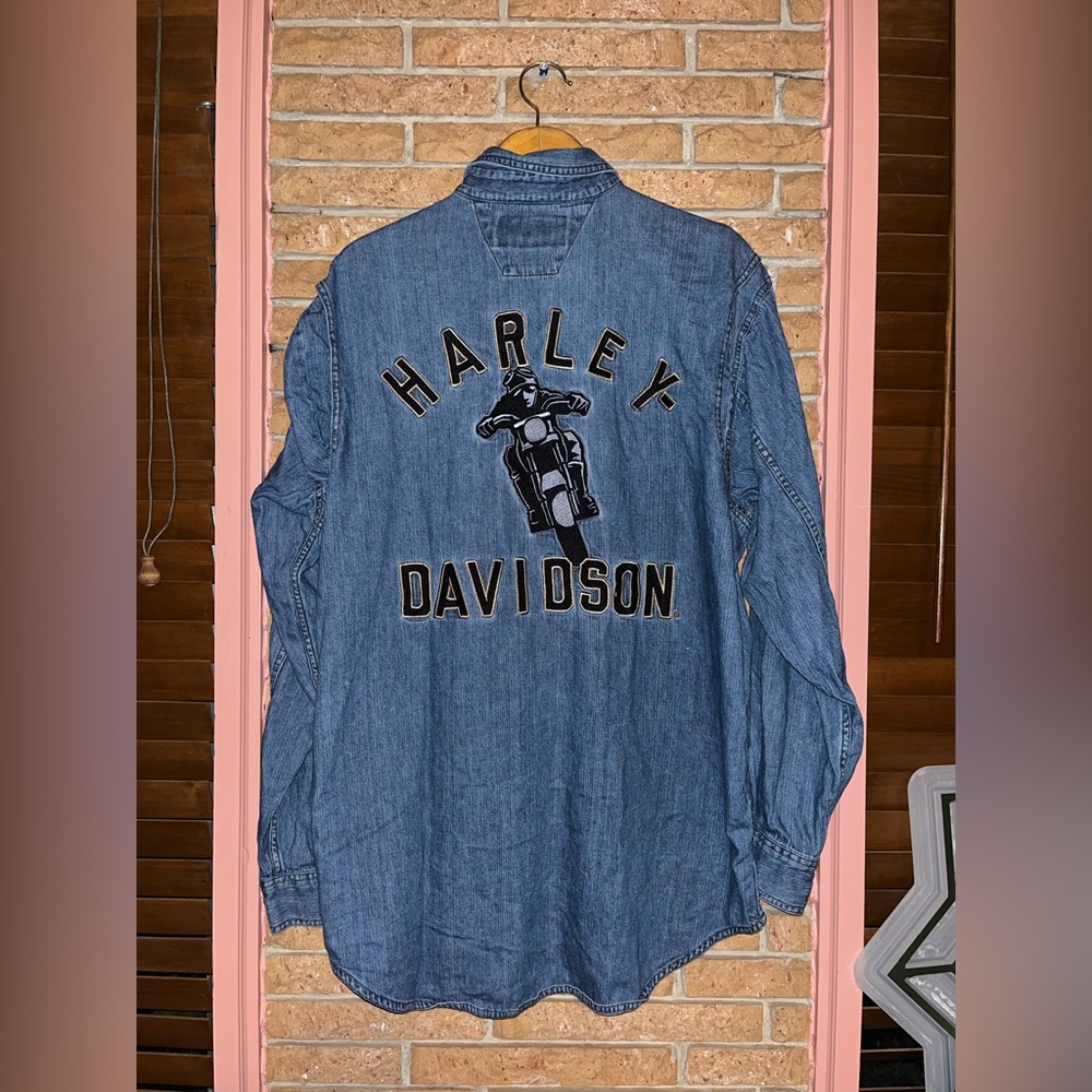 Vintage Harley Davidson Large Denim Button Down
